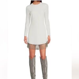 Gianni Bini White Dress with Silver Fringe